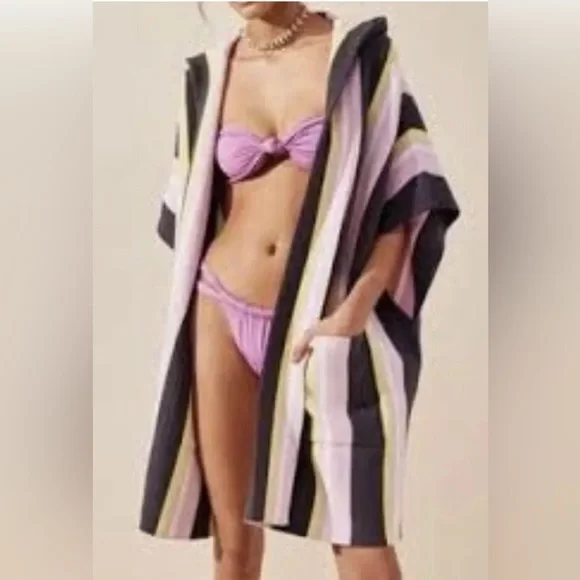 Free People All I Need Stripe Hooded Poncho One Size$128. B12- B24